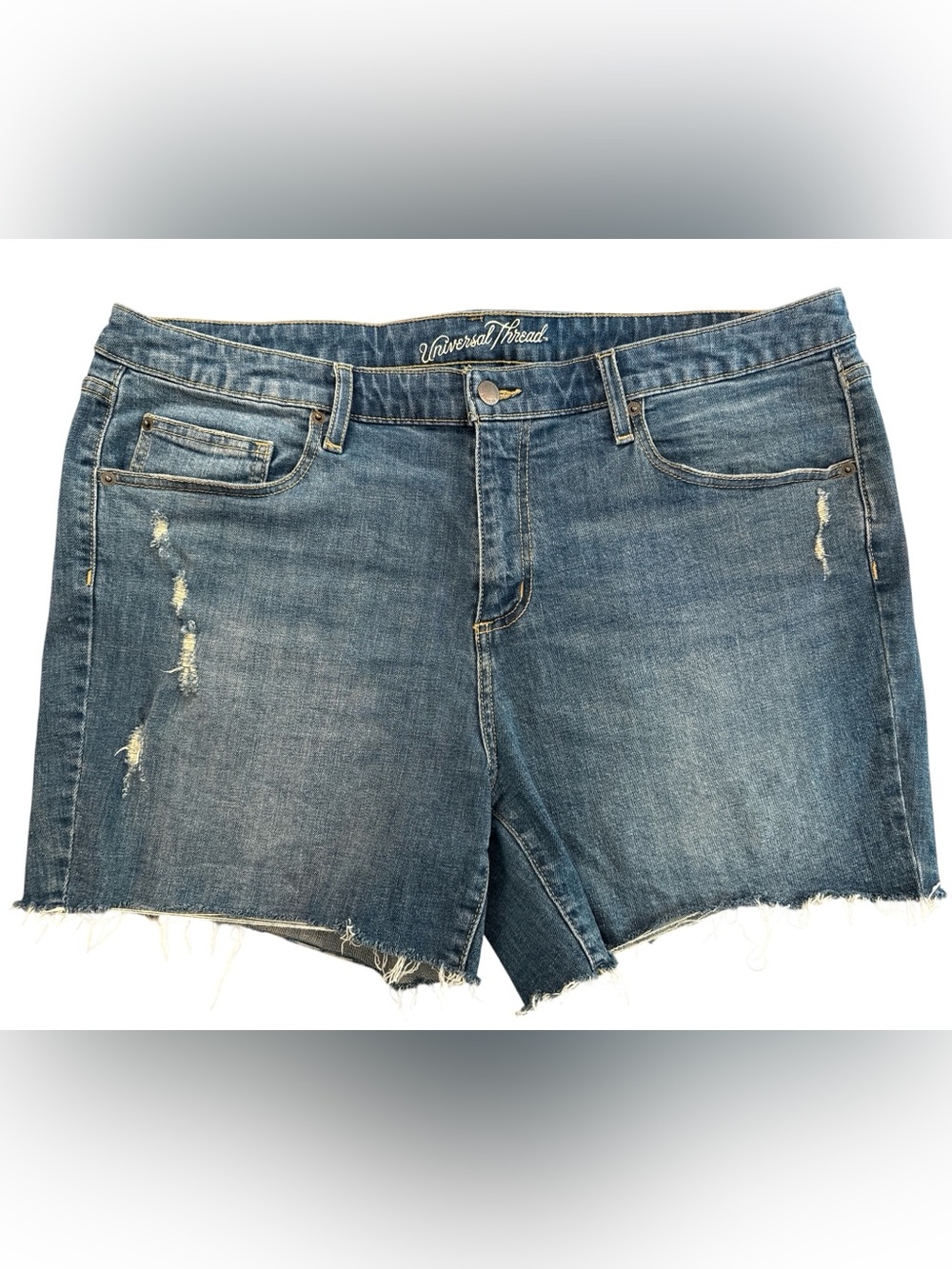 Universal Thread Distressed Denim Cutoff Shorts - Medium Blue Wash